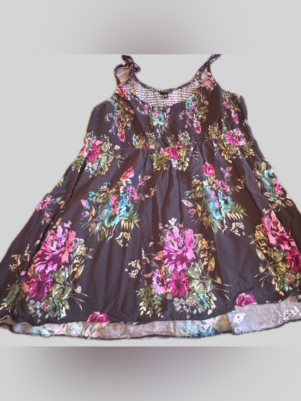 torrid Floral Smocked Tank with Pink Blooms